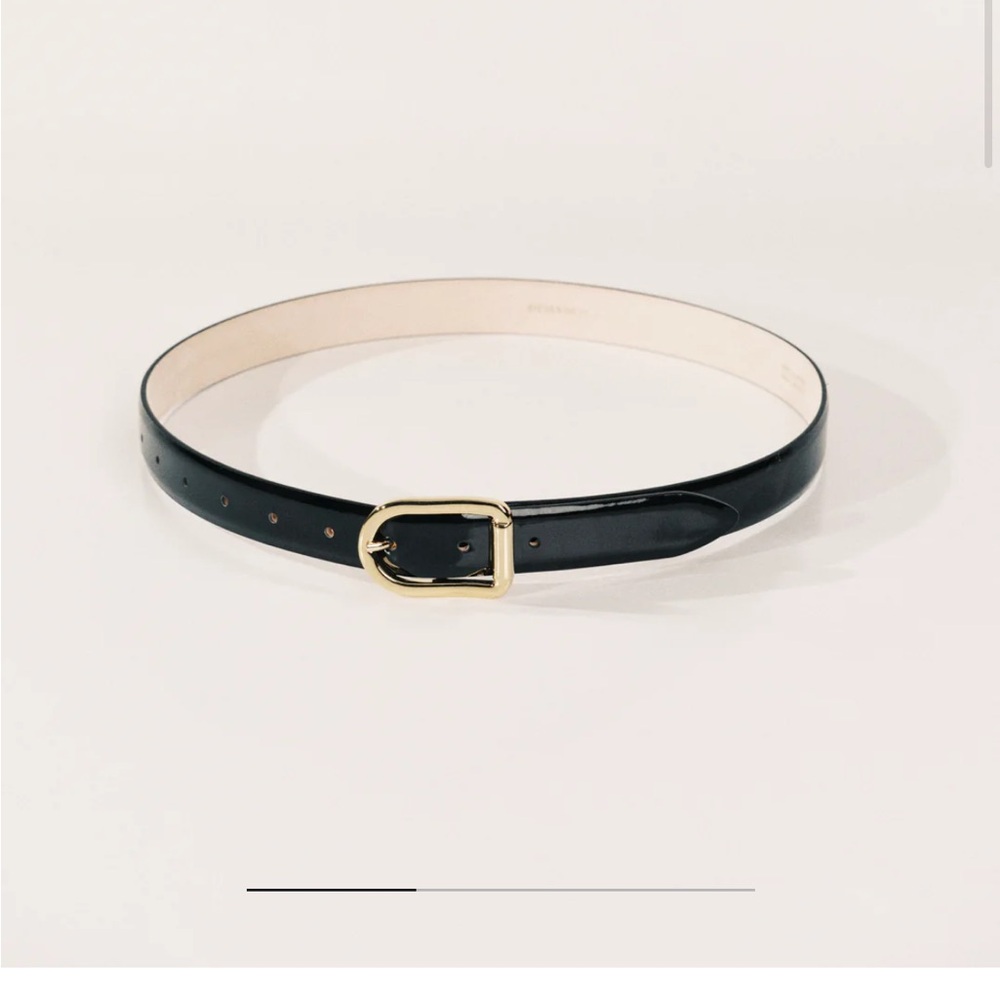 Dehanche Black Patent Leather Belt with Gold Buckle